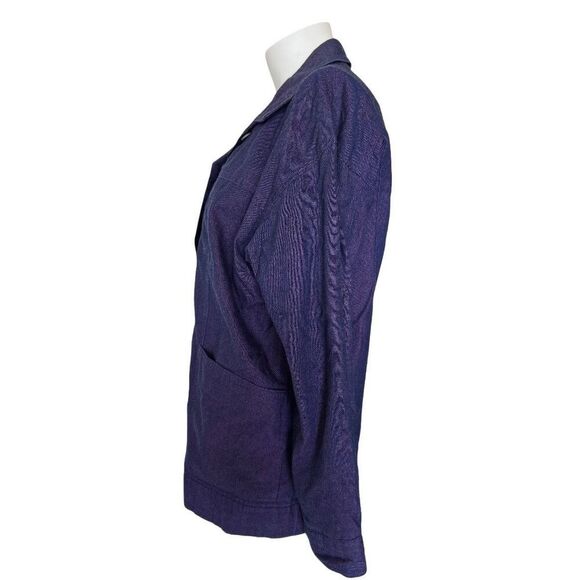 Purple metallic women’s vintage 90s button up blazer pleated midi skirt set M - Picture 3 of 8